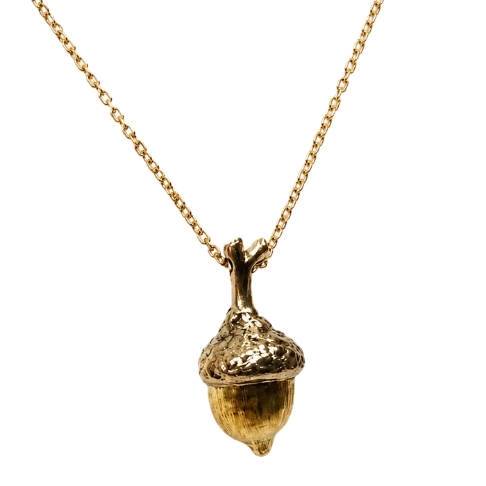 Gold acorn pendant on a chain
