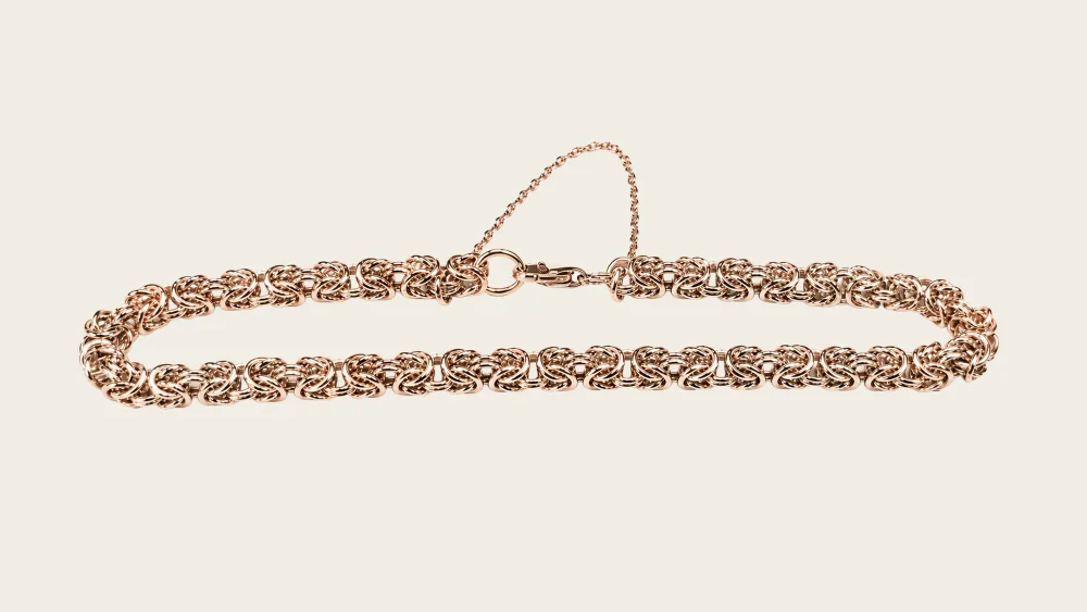 Royal chain necklace in rose gold, hand-woven