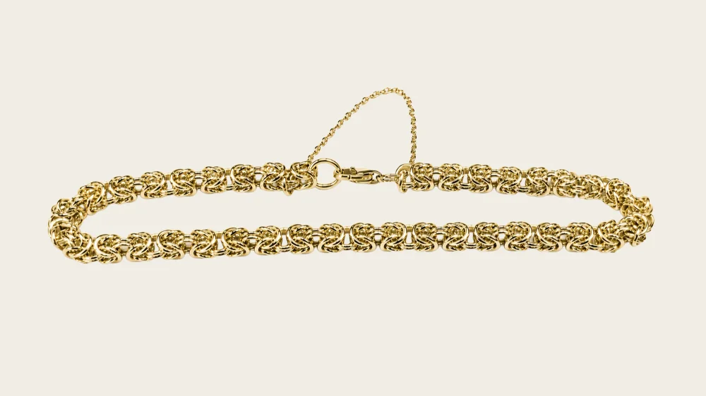 Royal chain necklace in yellow gold, hand-woven