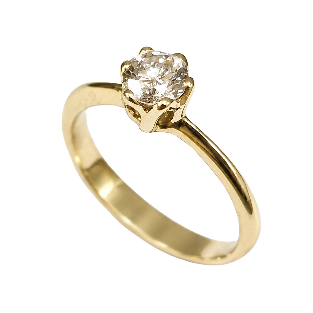 Gold engagement ring with a brilliant-cut diamond, 585/1000 gold